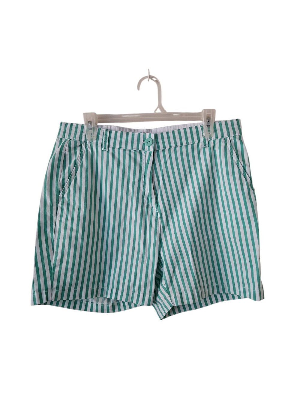 Stella Parker Green Striped Bermuda Shorts